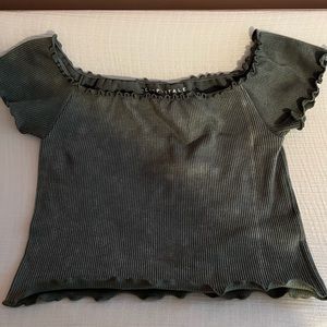 Aeropostale green distressed off the shoulder crop top